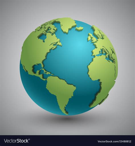 Earth globe with green continents modern 3d world Vector Image