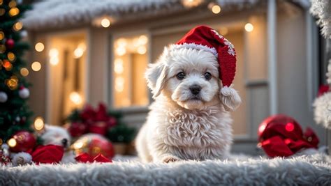 Premium AI Image | cute dog wearing santa hat