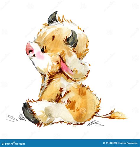 Cute Little Calf JPEG, PNG. Funny Cow Watercolor Illustration. Cartoon ...