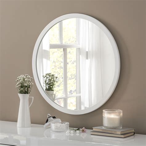 classic white Circle Mirror framed simple stylish modern framed mirror ...