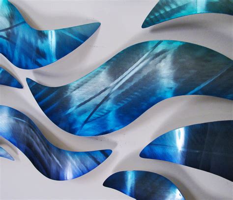 "Aqua Curvee" 46" x 9" Modern Abstract Metal Wall Art Sculpture Decor ...