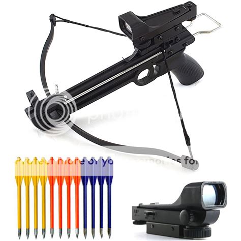 50 LB MINI PISTOL GRIP CROSSBOW w/ RED DOT SCOPE & 15 ARROWS BOLTS Xbow ...