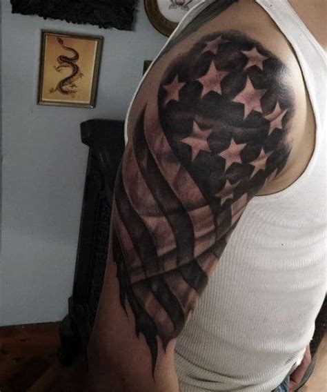 Black And White Torn American Flag Tattoo - About Flag Collections