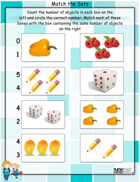 Match the sets - Math Worksheets - MathsDiary.com