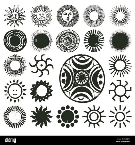 Ancient, old, traditional and modern sun symbols Stock Vector Image ...