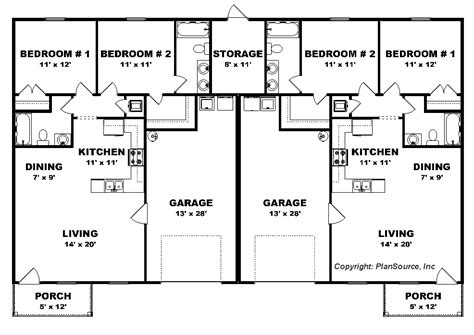 One Story Duplex House Plans With Garage In The Middle - My Bios