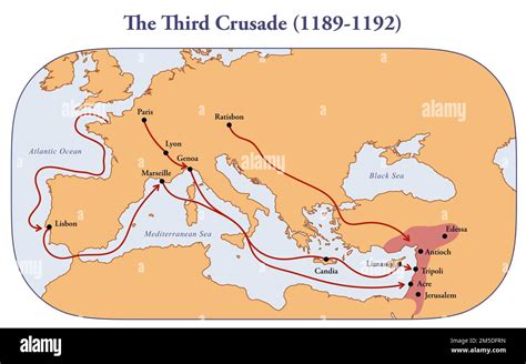 Map of the third crusade route Stock Photo - Alamy