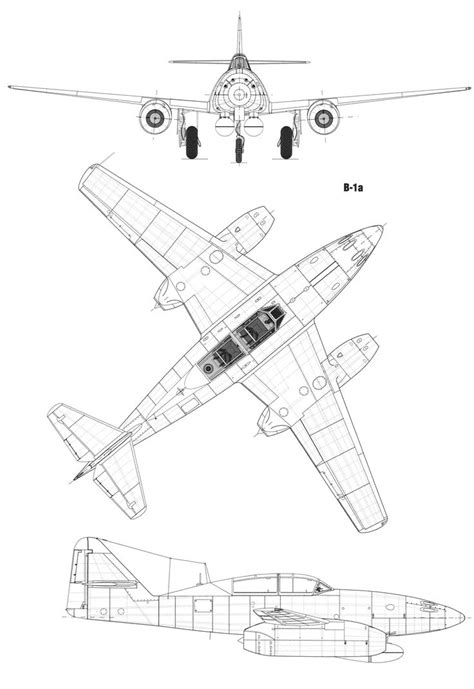 Messerschmitt Me 262 Blueprint - Download free blueprint for 3D ...