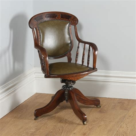 Antique American Victorian Oak Revolving Office Desk Captain’s Chair ...