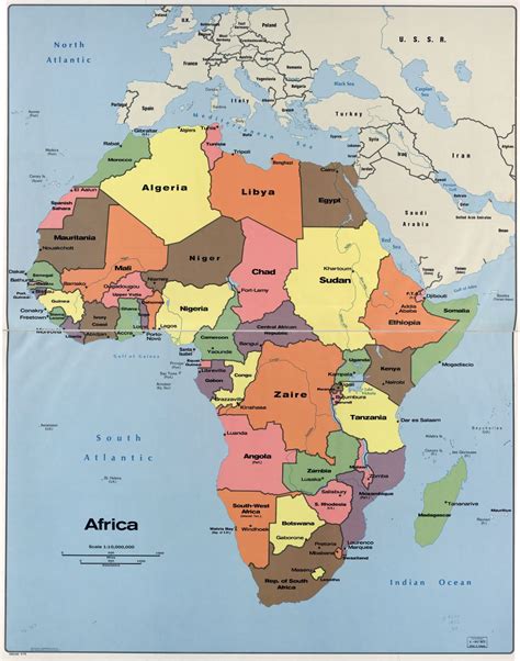 In high resolution detailed political map of Africa with the marks of ...