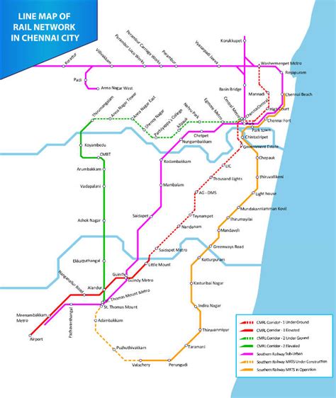 MRTS: Chennai metro map, India