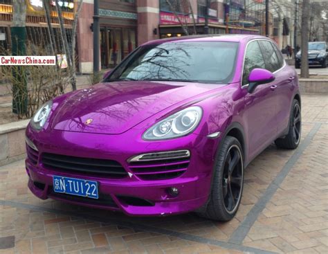 Bright Purple Wrapped Porsche Cayenne Spotted in Beijing - GTspirit