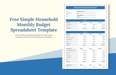 Free Budget SpreadSheet Template - Download in Excel, Google Sheets ...