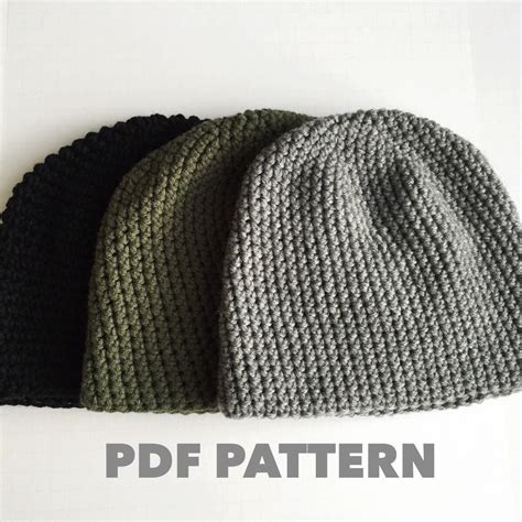 Pattern Mens Easy Hat Crochet Beanie Seamless Simple Basic