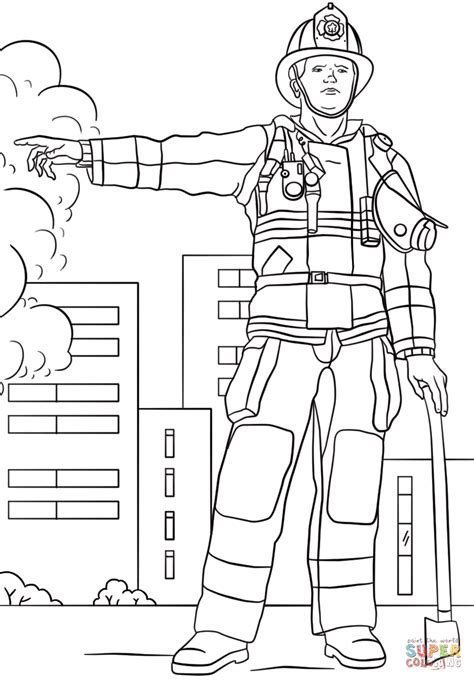 Firefighter coloring page | Free Printable Coloring Pages