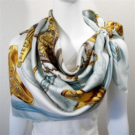 Etriers HERMES Silk Scarf Light Blue – The World of Hermes© Scarves