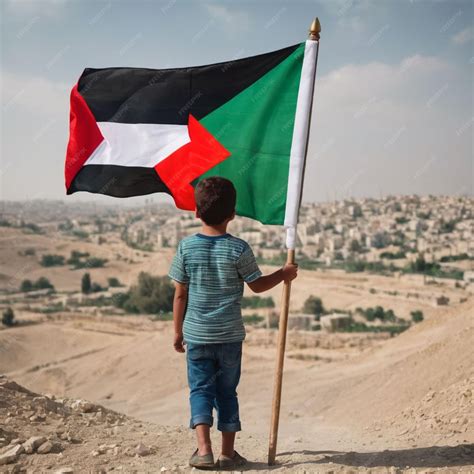 Premium AI Image | Palestine flag hand on child background