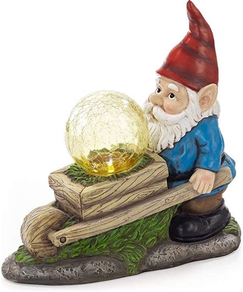 VP Home Wheelbarrow Gnome with Magic Orb Solar Powered LED Outdoor ...