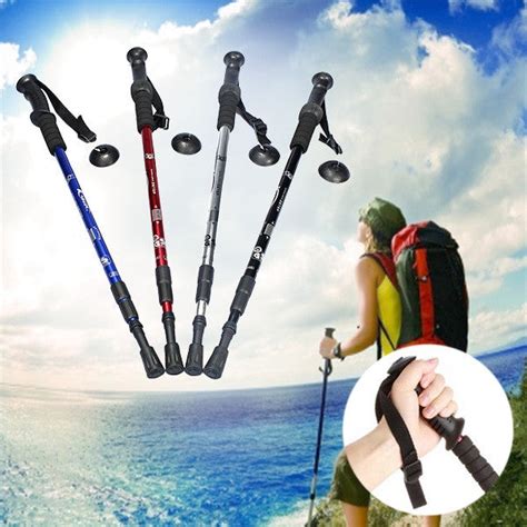 3-section Adjustable Canes Walking Hiking Sticks Trekking Pole Compass ...