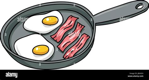 Cartoon bacon and eggs frying in a pan Stock Vector Art & Illustration ...