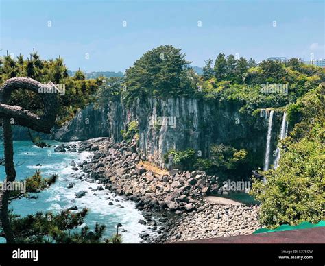 Waterfall in Jeju island Stock Photo - Alamy