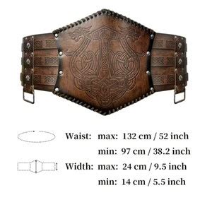 Viking Wide Faux Leather Belt, Viking Art Printing Double Buckle Rivet ...