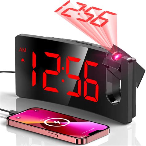 Projection Alarm Clock, Digital Clock with 180° Rotatable Projector, 3 ...