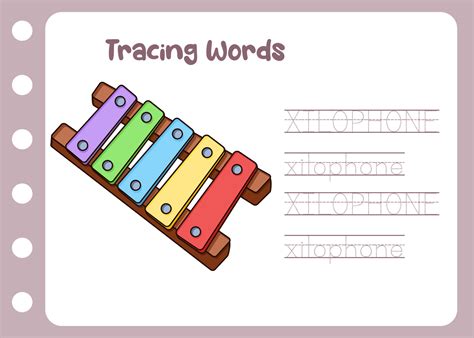 learn to trace the word of xylophone 21639754 Vector Art at Vecteezy