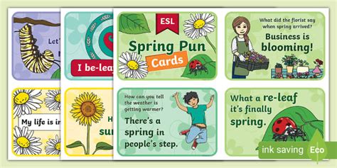 ESL Spring Pun Cards (teacher made) - Twinkl