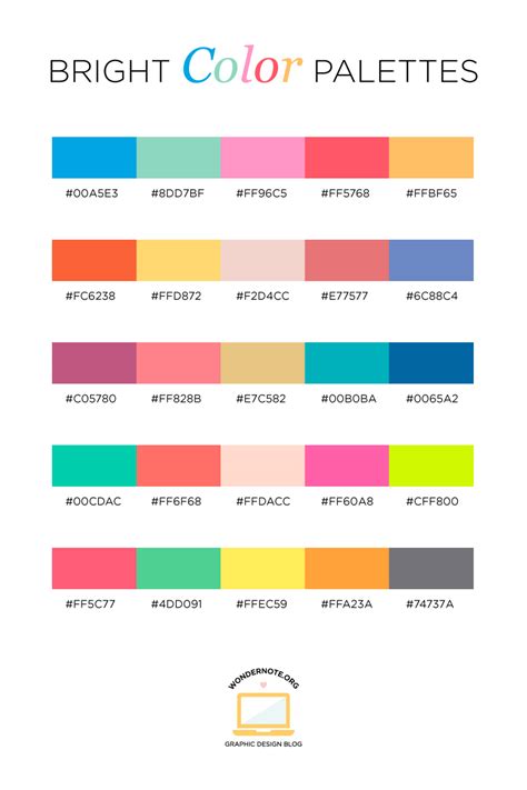 Color Palettes for Web, Digital, Blog & Graphic Design with Hexadecimal ...