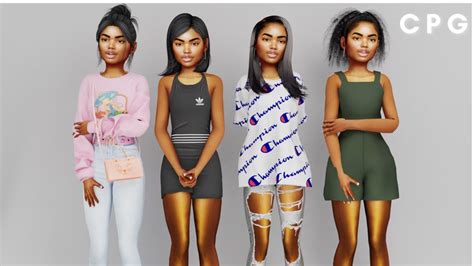 🤍 Sims 4 Cas Urban Pre-Teen LookBook | CC Folder & SIM DOWNLOAD - YouTube