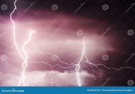 Thunder, Lightnings And Rain On Stormy Summer Night Royalty-Free Stock ...