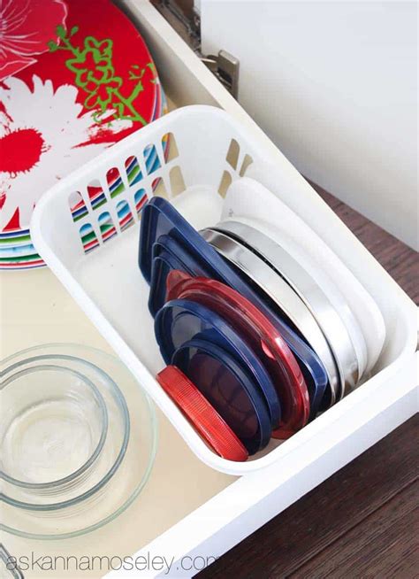 The Easiest way to Organize Tupperware Lids - Ask Anna