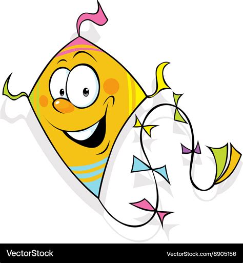 Orange funny kite flying Royalty Free Vector Image