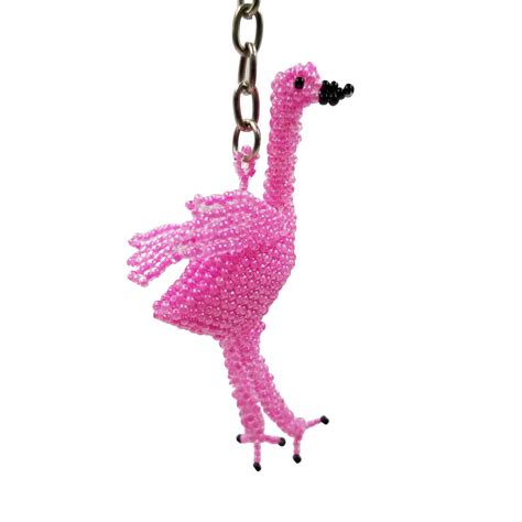 Handcrafted Beaded Flamingo Keychain » Tribal Roots Inc.