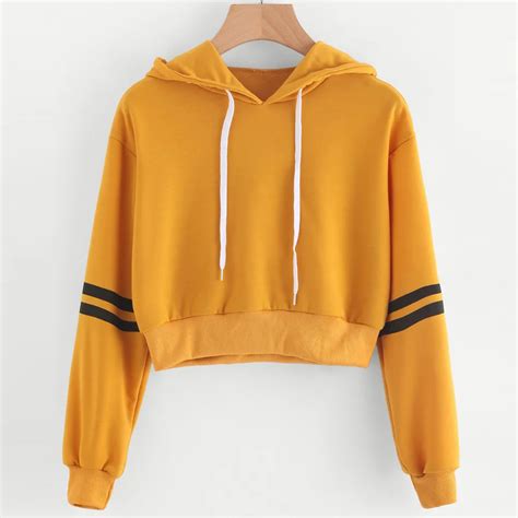 Yellow Hoodie Women Hoodies Sweatshirts Striped Harajuku Tracksuit ...