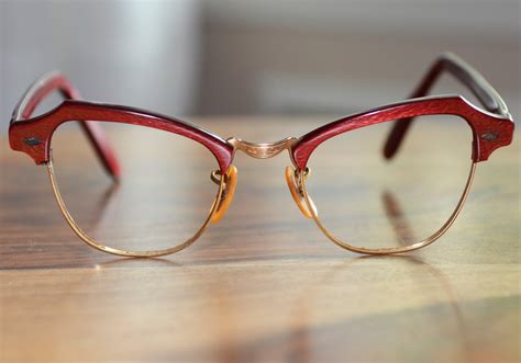 Unusual Red Cat Eyeglasses Gold Filled 44/20 by JustheGoodStuff