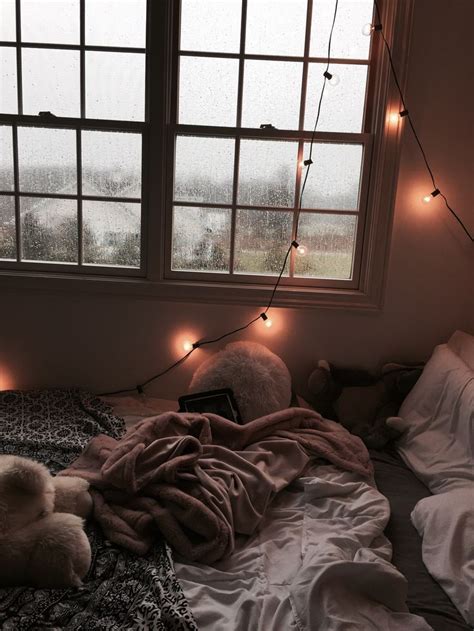 bedroom, minimalist, cozy, lights, christmas lights, fairy lights ...