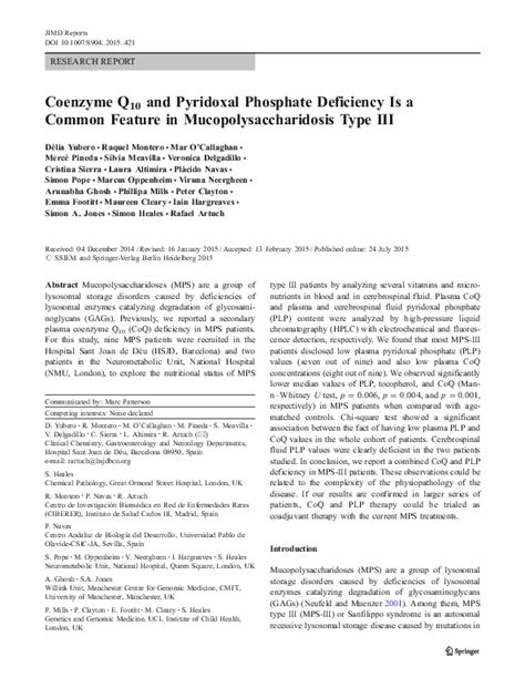 (PDF) Coenzyme Q10 and Pyridoxal Phosphate Deficiency Is a Common ...