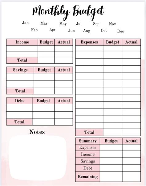 Printable Monthly Budget Template Biweekly Budget Worksheet Simple ...