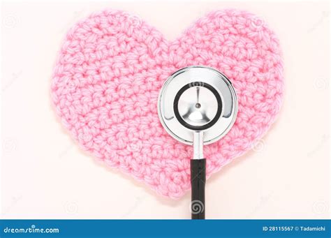 Stethoscope and Pink Knitted Heart. Stock Image - Image of healthcare ...