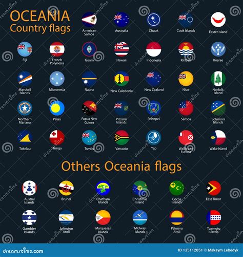 Flags of Oceania, All Countries in Original Colors Stock Illustration ...