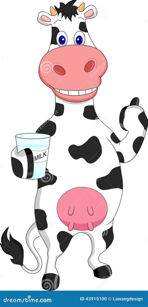 Cute Cow Cartoon Holding Milk Stock Vector - Image: 43915100