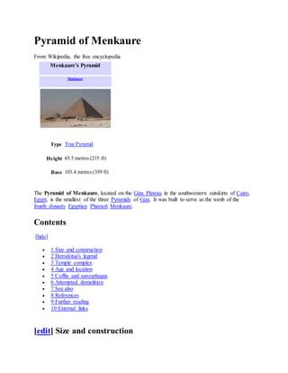 Pyramid of menkaure wiki | PDF