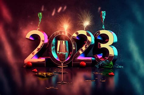 Premium AI Image | A digital display of fireworks with the date 2023 on it