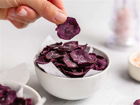 Baked Purple Sweet Potato Chips | Foodaciously