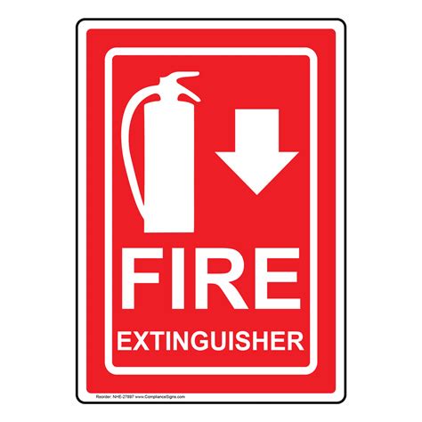 Portrait Fire Extinguisher Sign With Symbol NHE-27897