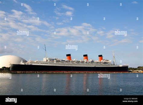 The Queen Mary museum and hotel ship at Long Beach Califorina USA Stock ...