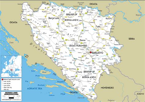 Bosnia and Herzegovina Map (Road) - Worldometer