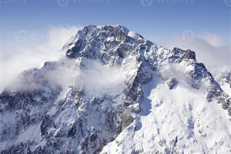 Aerial photo of snowy mountain, New Zealand 1177650 Stock Photo at Vecteezy